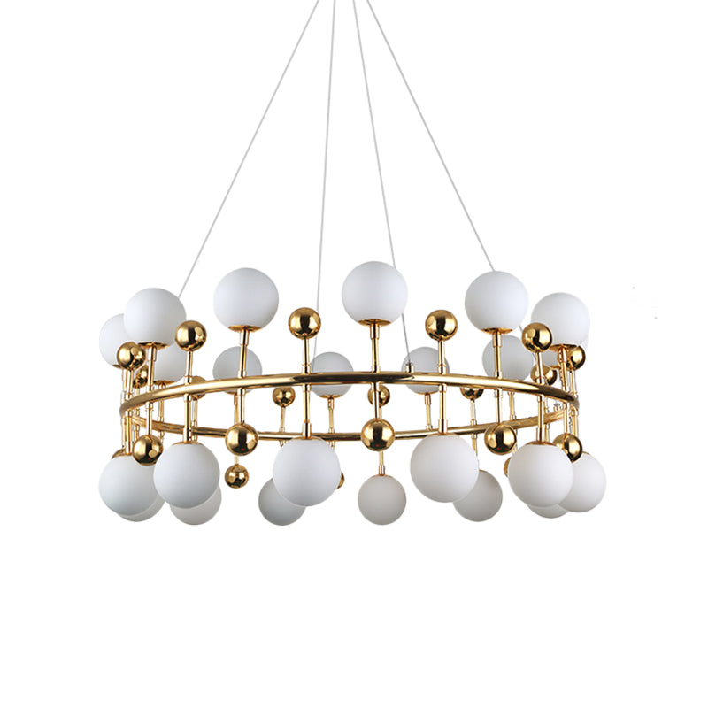 Gold Metallic Sphere Shade Suspension Light: Modern Hotel Villa Chandelier