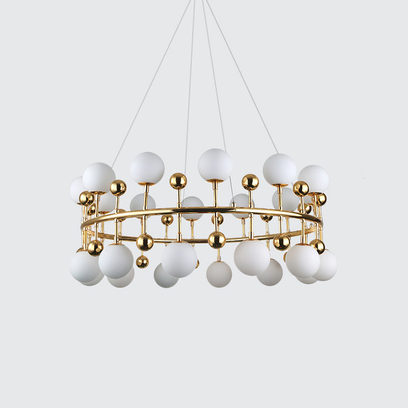 Gold Metallic Sphere Shade Suspension Light: Modern Hotel Villa Chandelier