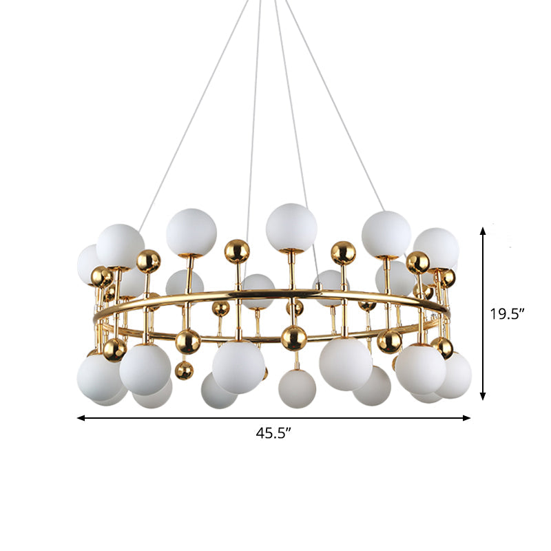 Gold Metallic Sphere Shade Suspension Light: Modern Hotel Villa Chandelier