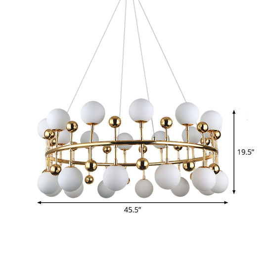 Gold Metallic Sphere Shade Suspension Light: Modern Hotel Villa Chandelier