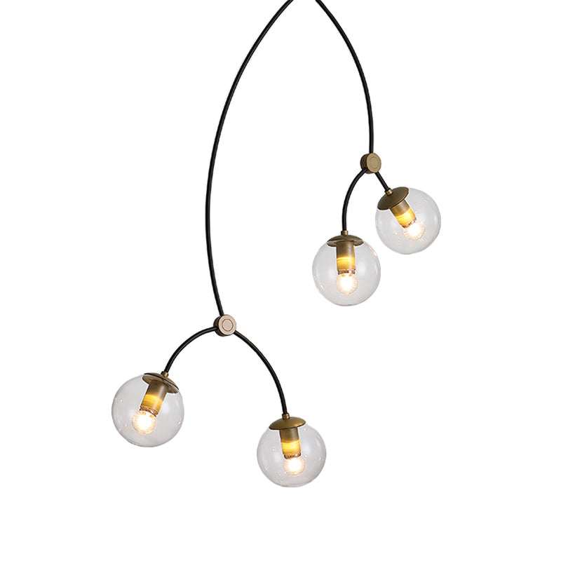 Metal Twig Pendant Light With Clear/Cream Glass Shade - Creative Hanging Lamp For Living Room In