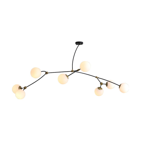 Metal Twig Pendant Light With Clear/Cream Glass Shade - Creative Hanging Lamp For Living Room In