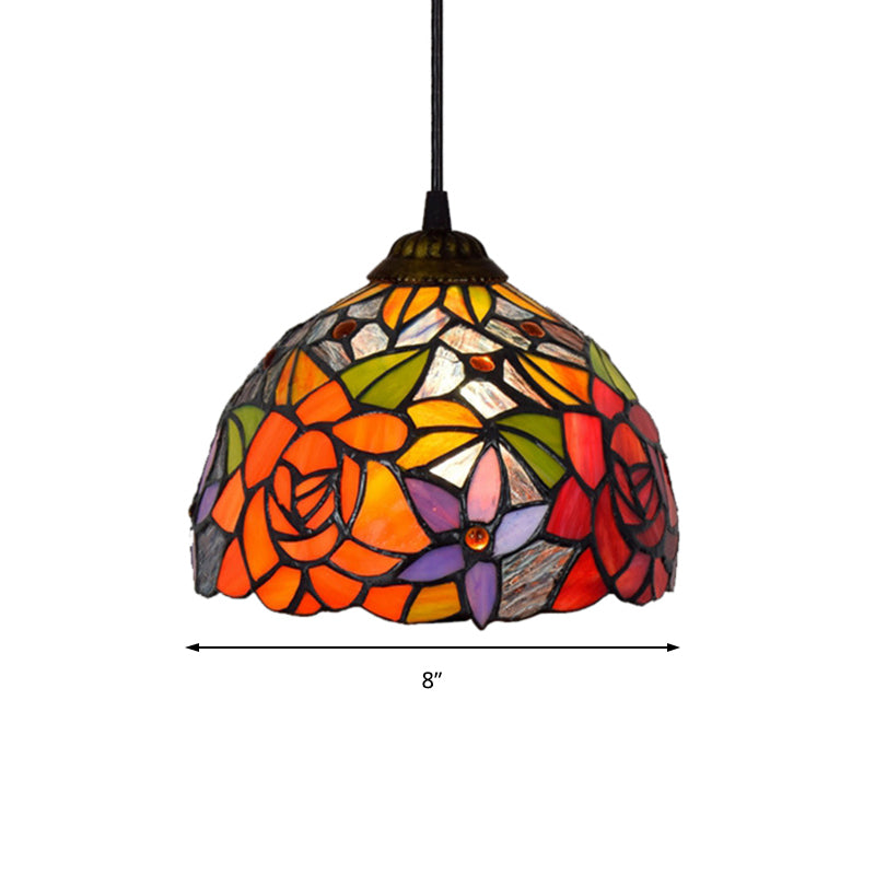 Blossom Orange Tiffany Pendant Light - Bedroom Ceiling Pendant with Cut Glass Shade