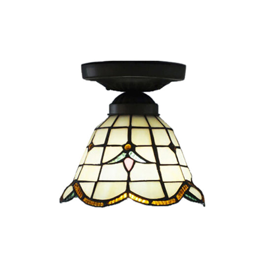 Craftsman Stained Glass LED Ceiling Light - White/Beige/Orange/Blue - Ideal for Foyers