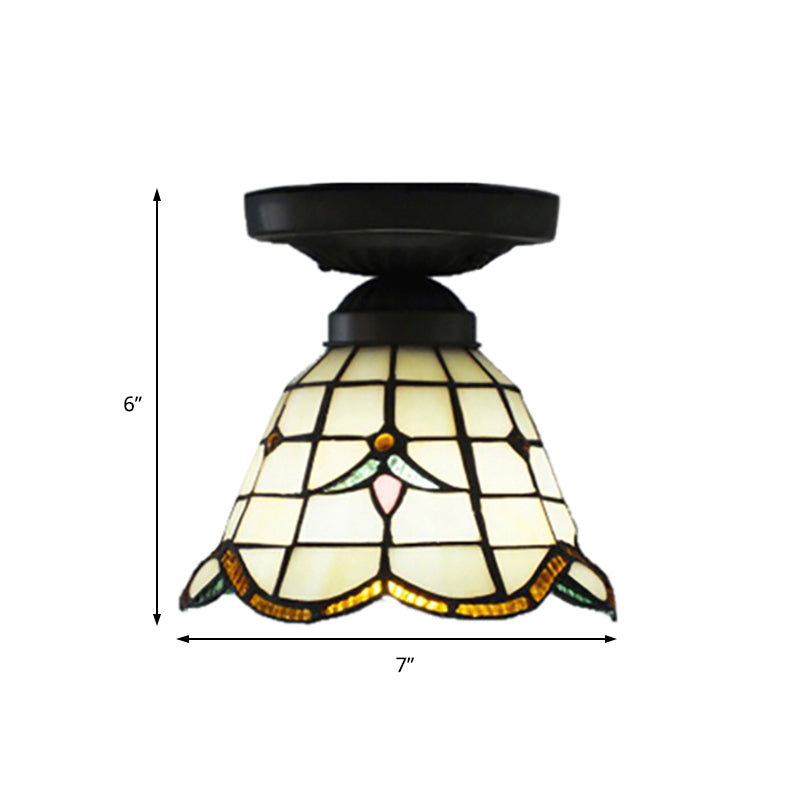 Craftsman Stained Glass LED Ceiling Light - White/Beige/Orange/Blue - Ideal for Foyers