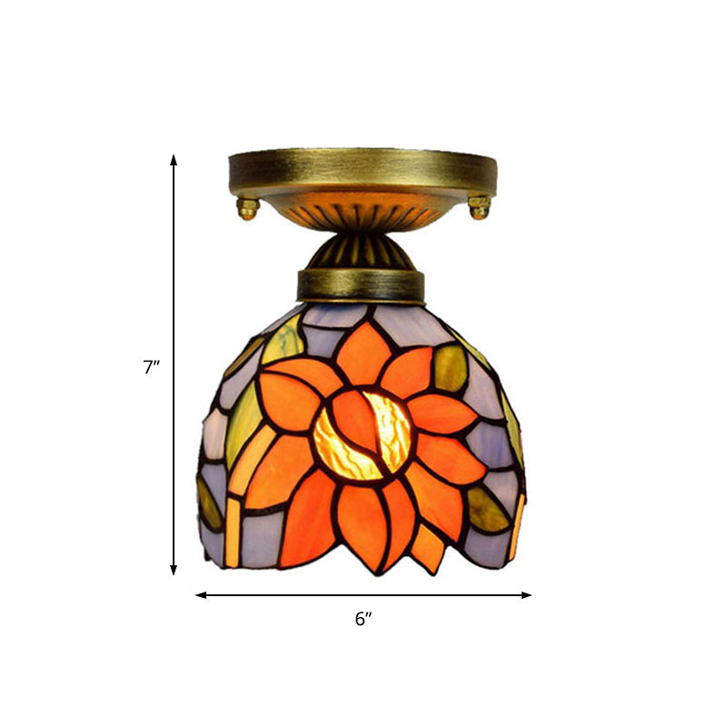 Craftsman Stained Glass LED Ceiling Light - White/Beige/Orange/Blue - Ideal for Foyers