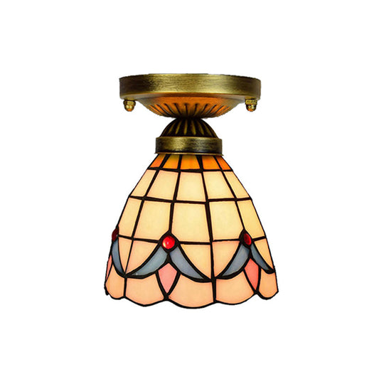 Craftsman Stained Glass Led Ceiling Light - White/Beige/Orange/Blue Ideal For Foyers