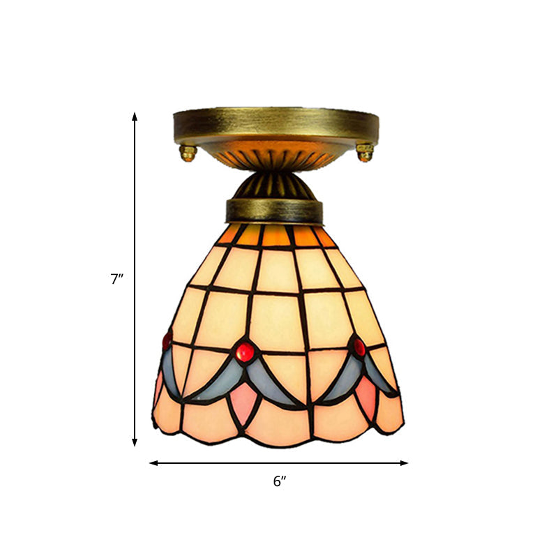 Craftsman Stained Glass LED Ceiling Light - White/Beige/Orange/Blue - Ideal for Foyers