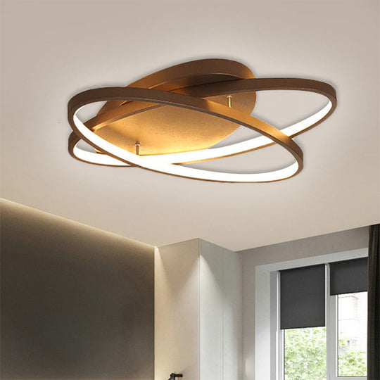 Modern Black & Gold Oval LED Ceiling Light - Perfect for Living Rooms