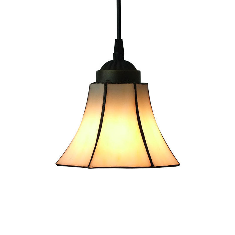 Beige Tiffany Hand Cut Glass Drop Pendant Light for Living Room