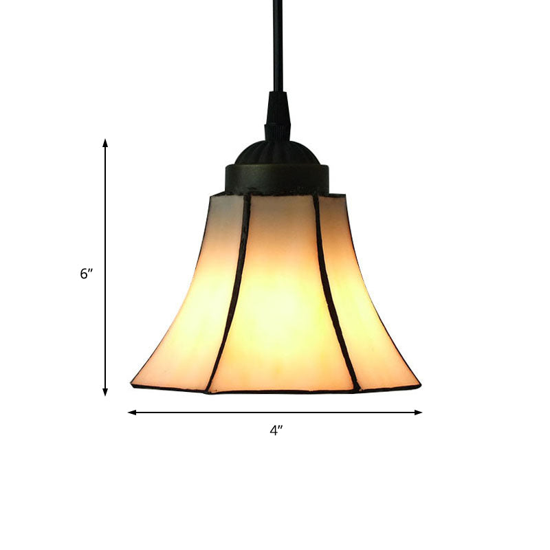 Beige Tiffany Hand Cut Glass Drop Pendant Light for Living Room