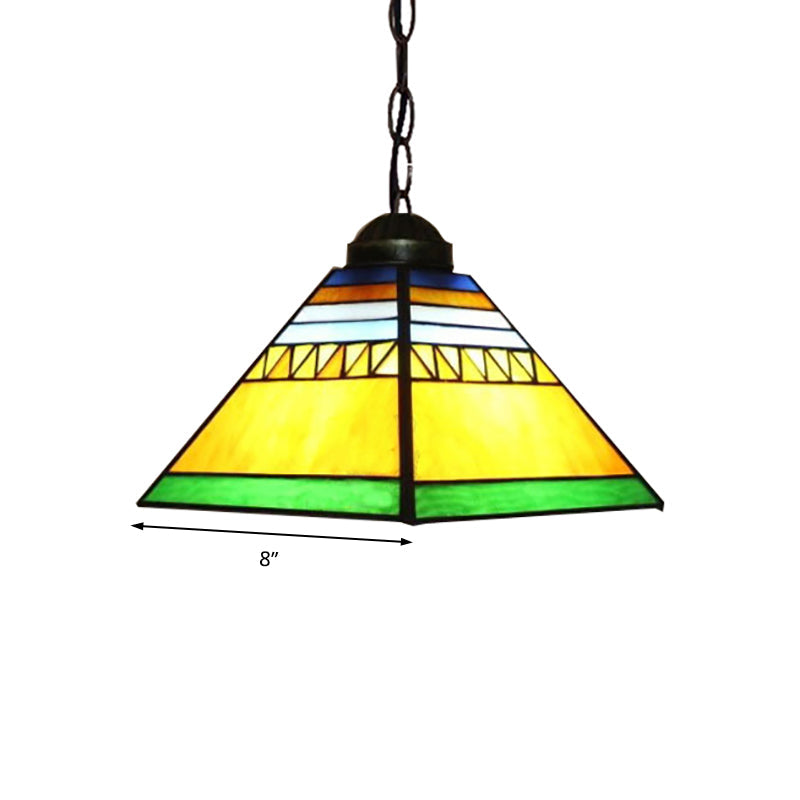 Tiffany Yellow Foyer Pendant: Stained Glass Shade, 1-Light Ceiling Fixture