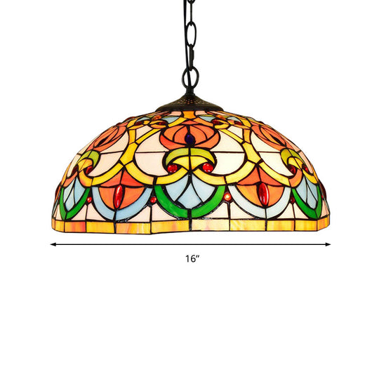 Black Stained Glass Bowl Pendant Light – Tiffany Style – Living Room