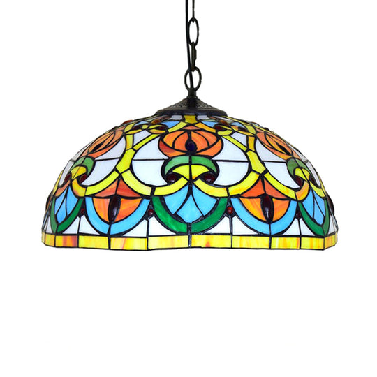 Black Stained Glass Bowl Pendant Light – Tiffany Style – Living Room