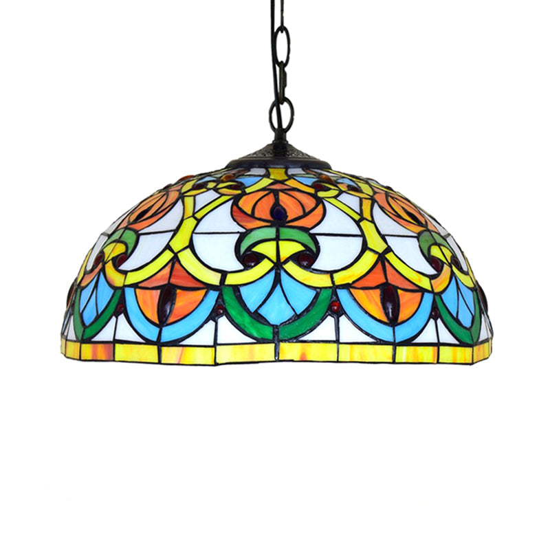 Stylish Black Stained Art Glass Bowl Pendant Light For Living Room - Tiffany Inspired 1 Head Hanging