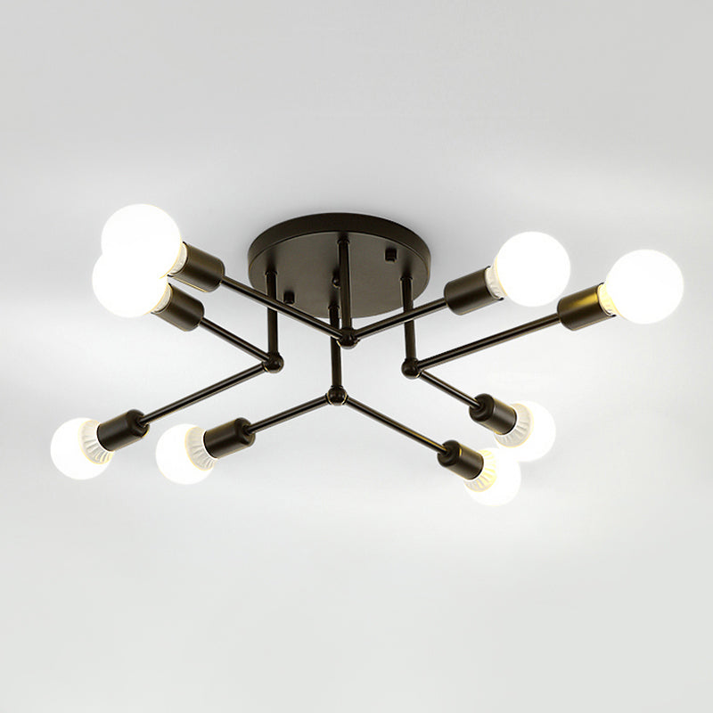 Contemporary Metal Linear Semi-Flush Ceiling Light Ideal For Kids Bedroom And Living Room