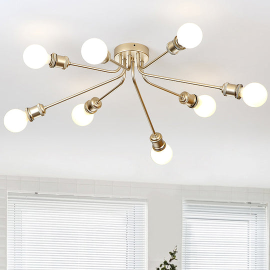 Sleek Linear Metallic Ceiling Lamp: Beautiful Semi-Flush Light For Kids Bedroom 8 / Gold