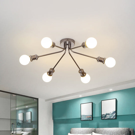 Sleek Linear Metallic Ceiling Lamp: Beautiful Semi-Flush Light for Kid's Bedroom