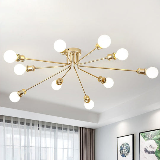 Contemporary Firework Metal Ceiling Light for Restaurants - Semi Flush Mount