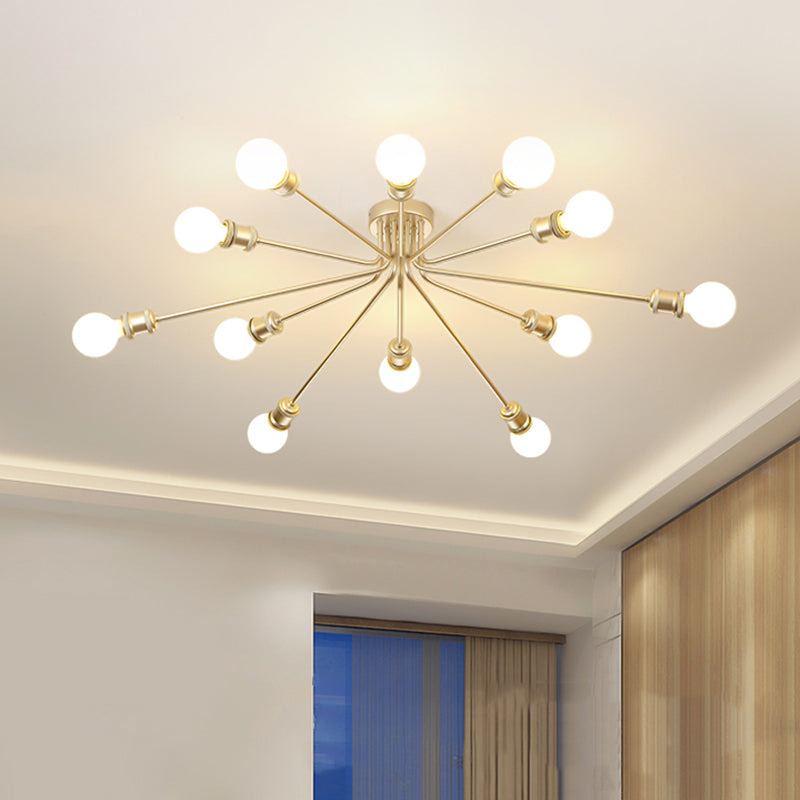 Contemporary Firework Metal Ceiling Light for Restaurants - Semi Flush Mount