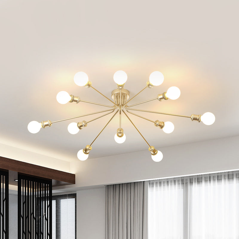 Contemporary Firework Metal Ceiling Light for Restaurants - Semi Flush Mount