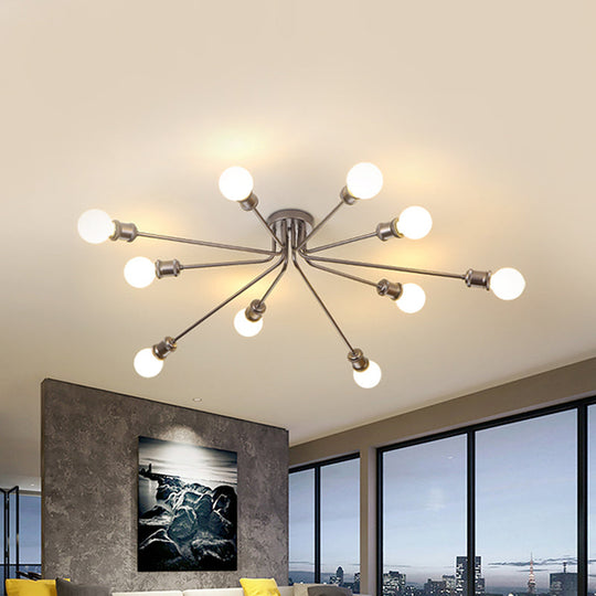 Contemporary Firework Metal Ceiling Light for Restaurants - Semi Flush Mount