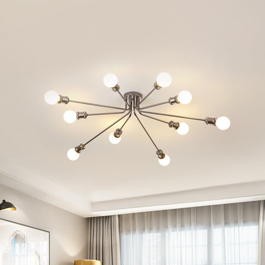 Contemporary Firework Metal Ceiling Light for Restaurants - Semi Flush Mount