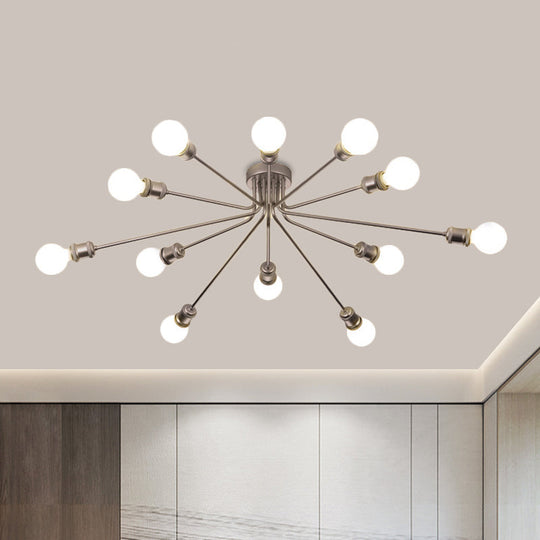 Contemporary Firework Metal Ceiling Light for Restaurants - Semi Flush Mount