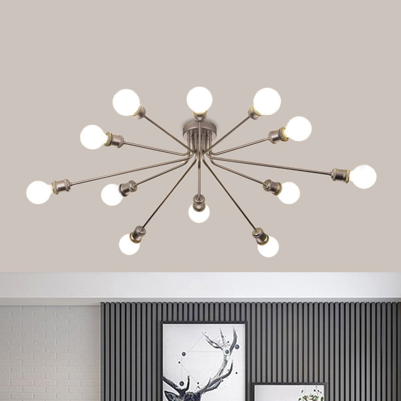 Contemporary Firework Metal Ceiling Light for Restaurants - Semi Flush Mount