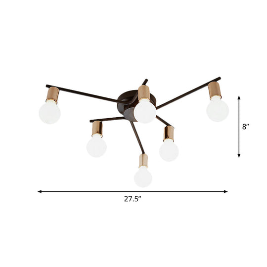 Metal Flush Mount Ceiling Lamp For Adult Bedroom & Living Room - Long Arm Design Romantic Lighting