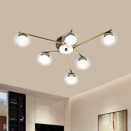 Sleek Metal Semi Flush Mount Ceiling Lamp with Multi-Head and Oval Shade - Stylish Lighting for Dining Table