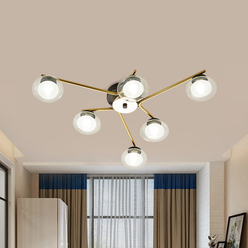 Sleek Metal Semi Flush Mount Ceiling Lamp with Multi-Head and Oval Shade - Stylish Lighting for Dining Table