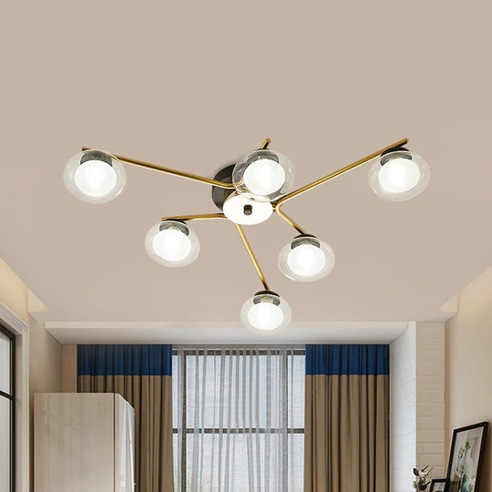 Sleek Metal Semi Flush Mount Ceiling Lamp With Multi-Head And Oval Shade - Stylish Lighting For