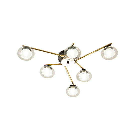 Sleek Metal Semi Flush Mount Ceiling Lamp with Multi-Head and Oval Shade - Stylish Lighting for Dining Table