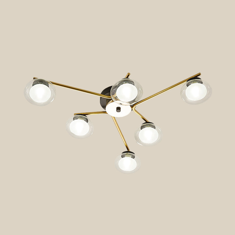 Sleek Metal Semi Flush Mount Ceiling Lamp with Multi-Head and Oval Shade - Stylish Lighting for Dining Table