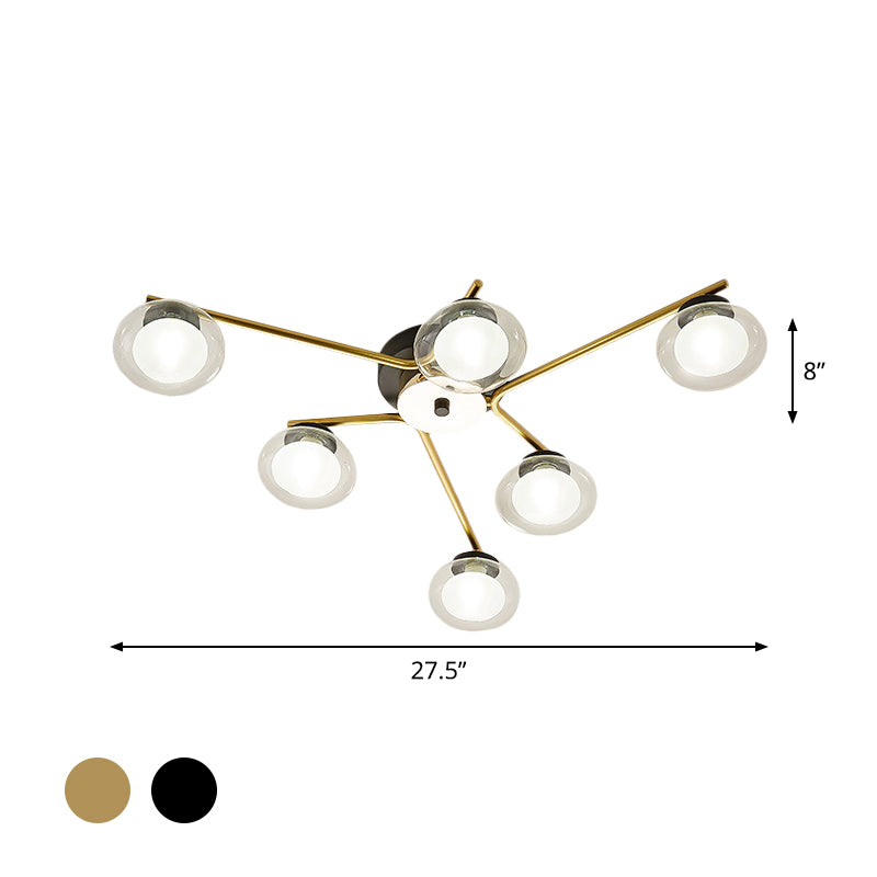 Sleek Metal Semi Flush Mount Ceiling Lamp with Multi-Head and Oval Shade - Stylish Lighting for Dining Table