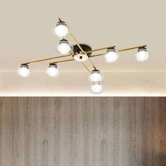 Sleek Metal Semi Flush Mount Ceiling Lamp With Multi-Head And Oval Shade - Stylish Lighting For