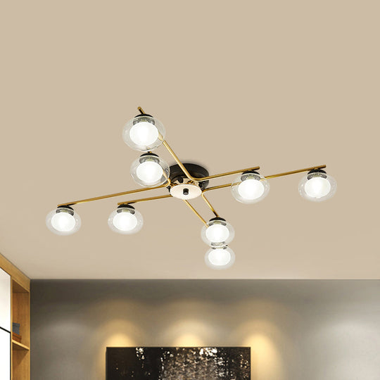 Sleek Metal Semi Flush Mount Ceiling Lamp with Multi-Head and Oval Shade - Stylish Lighting for Dining Table