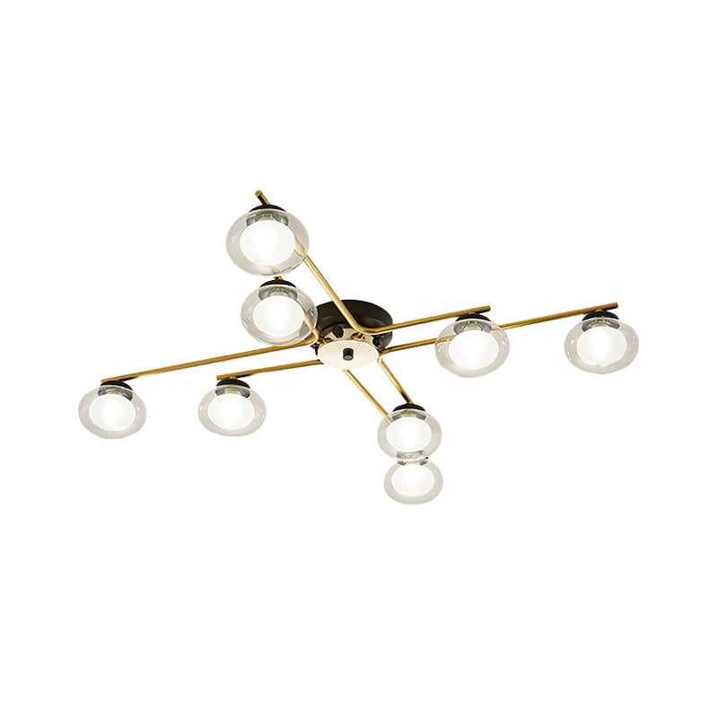 Sleek Metal Semi Flush Mount Ceiling Lamp With Multi-Head And Oval Shade - Stylish Lighting For