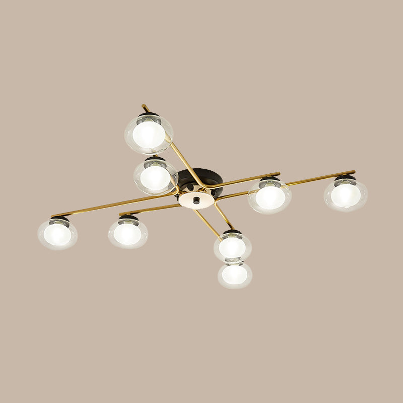 Sleek Metal Semi Flush Mount Ceiling Lamp with Multi-Head and Oval Shade - Stylish Lighting for Dining Table