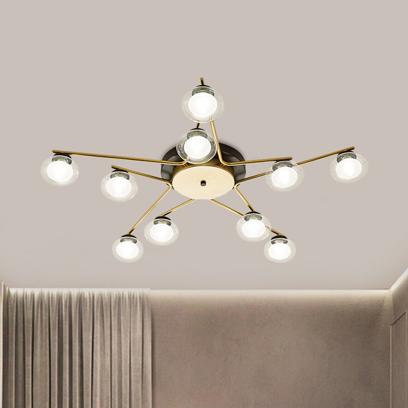 Sleek Metal Semi Flush Mount Ceiling Lamp With Multi-Head And Oval Shade - Stylish Lighting For