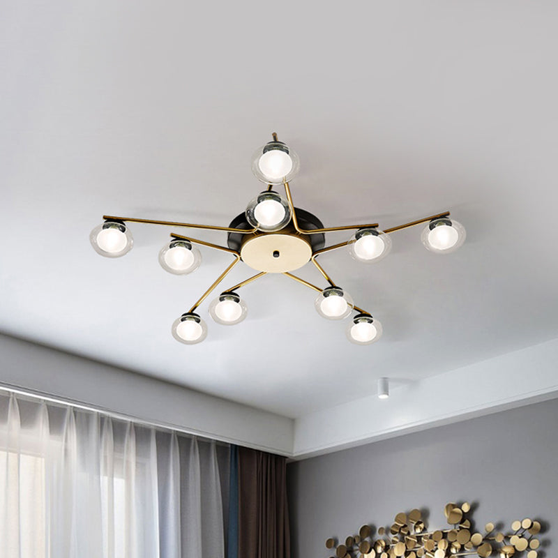 Sleek Metal Semi Flush Mount Ceiling Lamp with Multi-Head and Oval Shade - Stylish Lighting for Dining Table