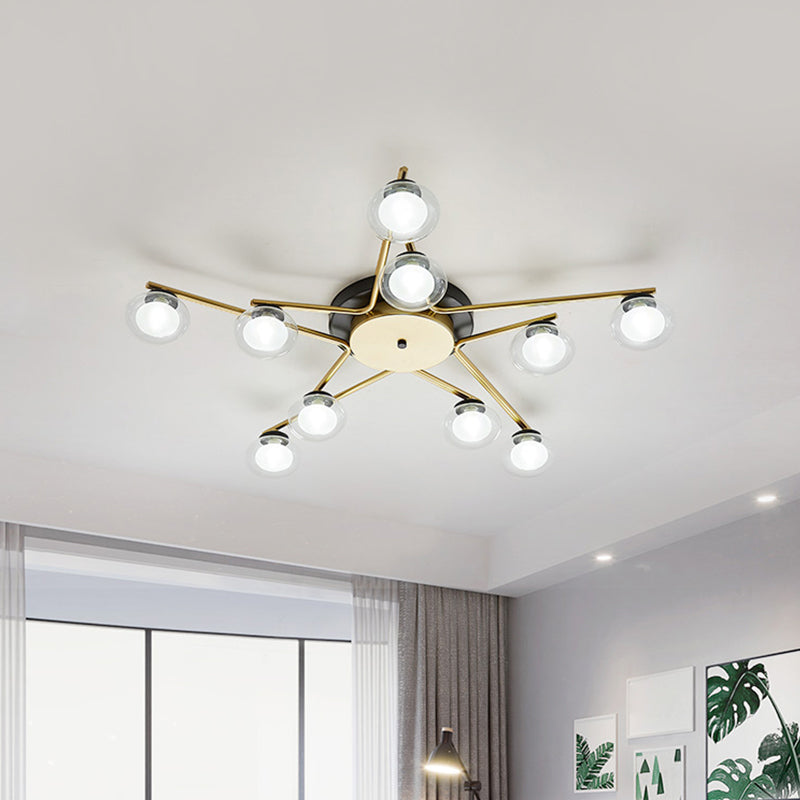 Sleek Metal Semi Flush Mount Ceiling Lamp with Multi-Head and Oval Shade - Stylish Lighting for Dining Table