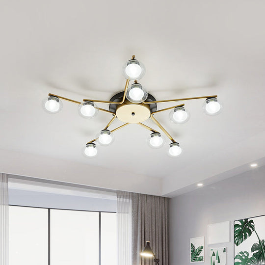 Sleek Metal Semi Flush Mount Ceiling Lamp With Multi-Head And Oval Shade - Stylish Lighting For