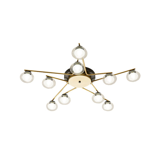 Sleek Metal Semi Flush Mount Ceiling Lamp with Multi-Head and Oval Shade - Stylish Lighting for Dining Table