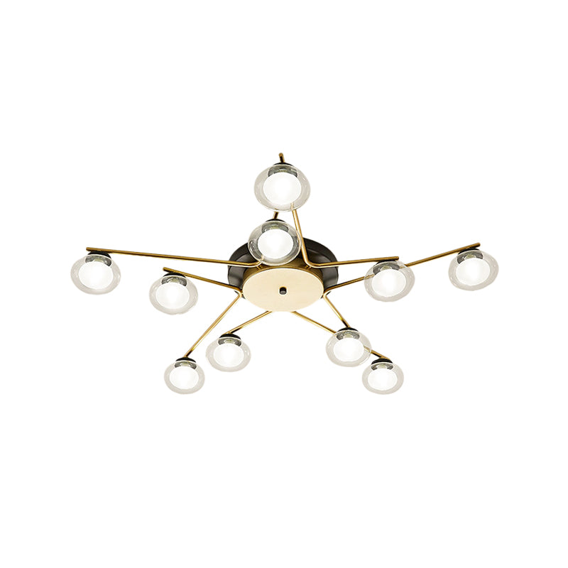 Sleek Metal Semi Flush Mount Ceiling Lamp With Multi-Head And Oval Shade - Stylish Lighting For