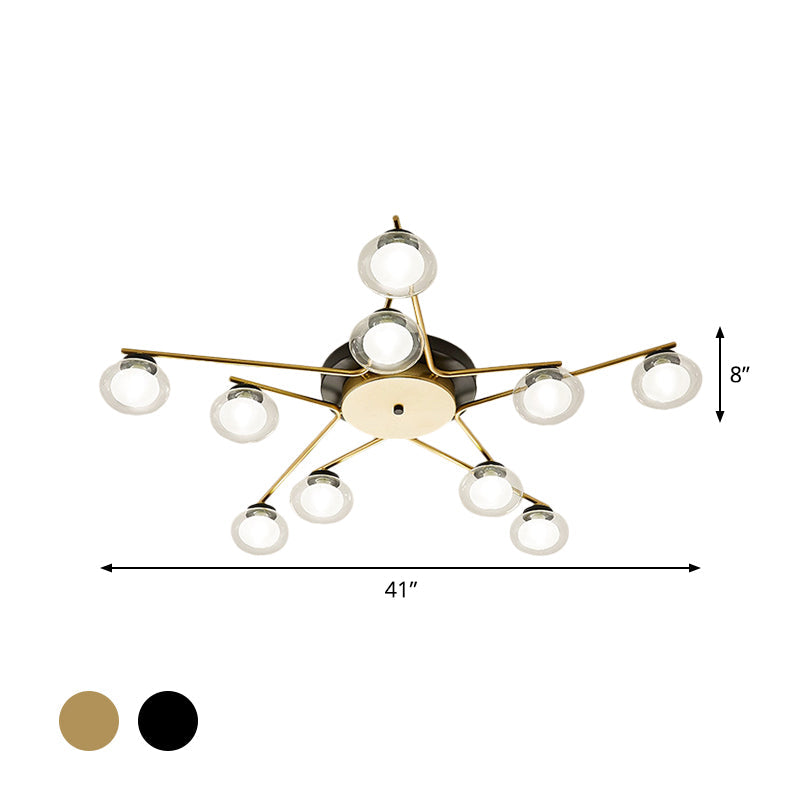 Sleek Metal Semi Flush Mount Ceiling Lamp with Multi-Head and Oval Shade - Stylish Lighting for Dining Table