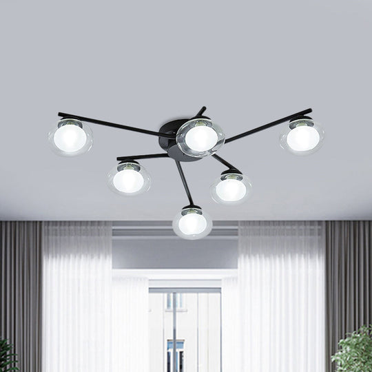 Sleek Metal Semi Flush Mount Ceiling Lamp with Multi-Head and Oval Shade - Stylish Lighting for Dining Table