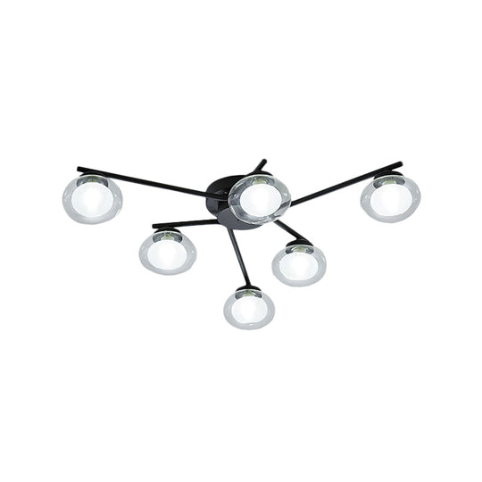 Sleek Metal Semi Flush Mount Ceiling Lamp with Multi-Head and Oval Shade - Stylish Lighting for Dining Table