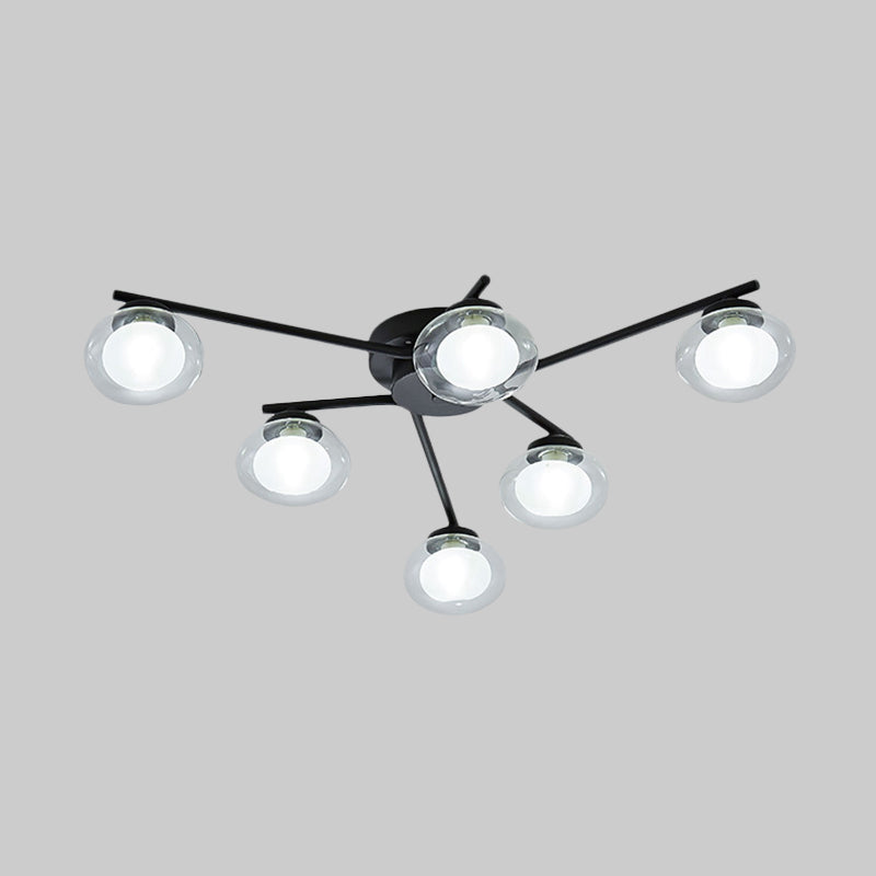 Sleek Metal Semi Flush Mount Ceiling Lamp with Multi-Head and Oval Shade - Stylish Lighting for Dining Table